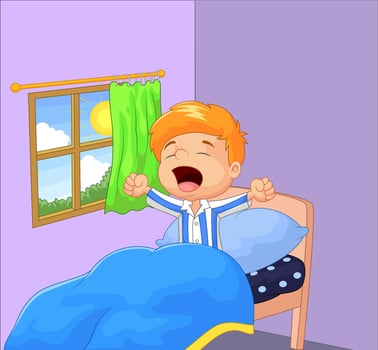 Little boy woke up and yawns vector