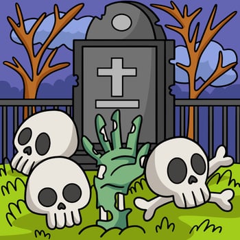 Skull Halloween Colored Cartoon Illustration vector