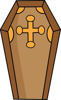 Coffin Halloween Cartoon Colored Clipart vector