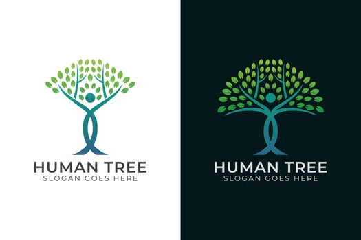 human tree natural healing logo icon illustration with two versions vector