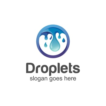 water drop and droplets logo design vector