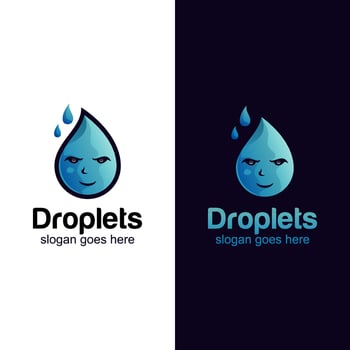water drop and droplets logo design with two versions vector