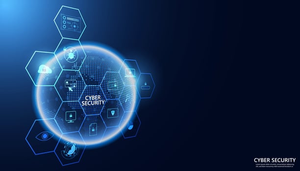 Abstract world Cyber Security Concept Protect network, device, program and data from attacks, Network security, Application, Data security, Cloud. vector