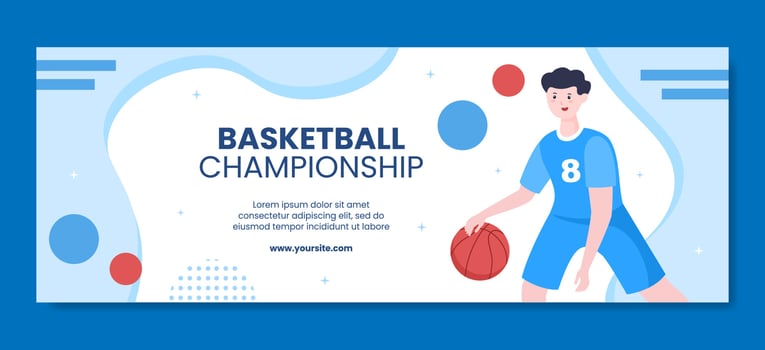 Basketball Sports Tournament Social Media Cover Template Cartoon Background Vector Illustration