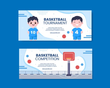 Basketball Sports Tournament Social Media Horizontal Banner Template Cartoon Background Vector Illustration