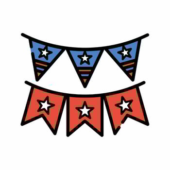 USA Star Flags Icon Flat Line Style vector