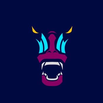 Baboon mandrill monkey logo line pop art potrait colorful design with dark background. Abstract vector illustration.