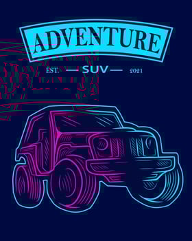 Of Road Adventure Vehicle Line Pop Art Potrait Logo Colorful Design with Dark Background. vector