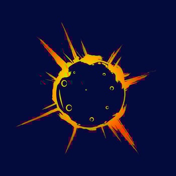 Eclipse logo line pop art potrait colorful design with dark background. Abstract vector illustration.