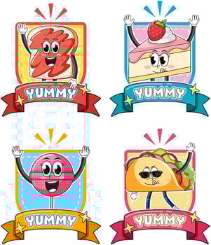 Set of funny food cartoon characters vector