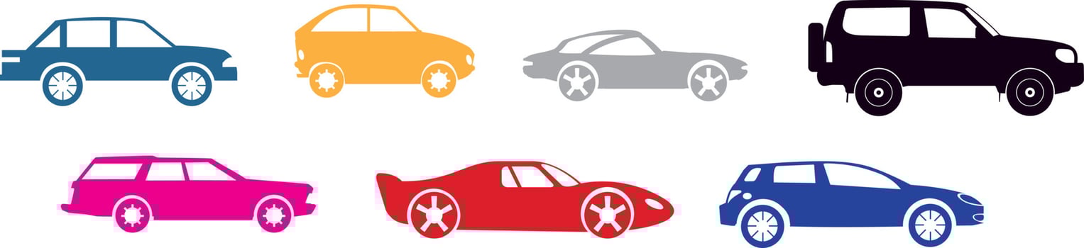 Car Cute vector color icons set