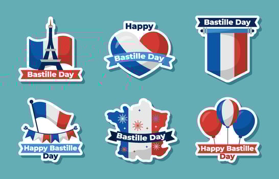 Bastille Day Sticker Set vector