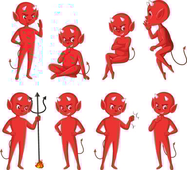 Devil cartoon character on white background vector