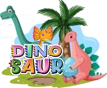Dinosaur word logo with various dinosaurs vector