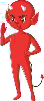 Devil cartoon character on white background vector