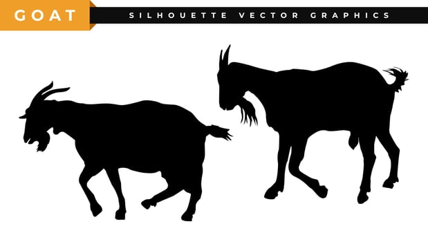 Goat silhouette illustration.Goat vector logo design. Set of livestock, meat business, symbol of animals, and pet farm icons.