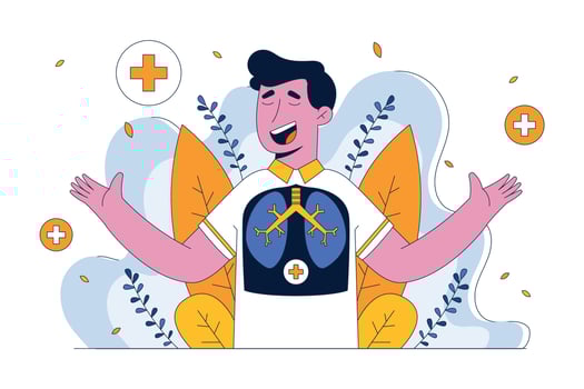 Happy Lungs Healthy Flat Illustration vector