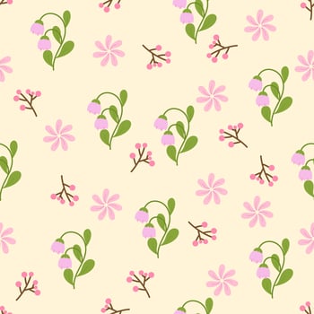 Hand drawn pastel flower seamless pattern flat vector design for wallpaper or background