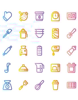 Kitchen Icon Set 30 isolated on white background vector