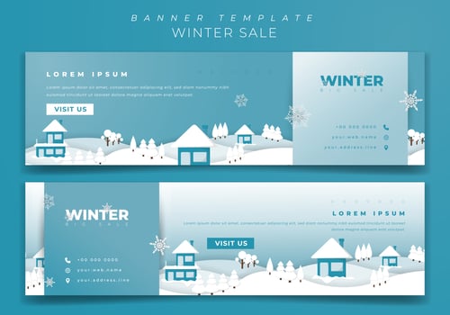 Landscape banner with winter background for winter advertisement design vector