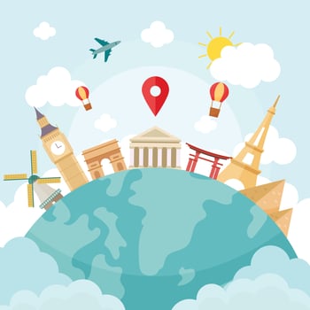 World Tourism Day Background With Landmarks vector