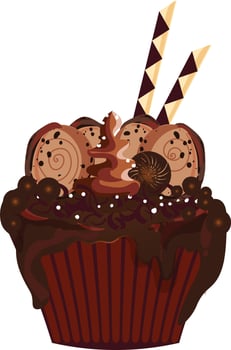 sweet birthday cake vector
