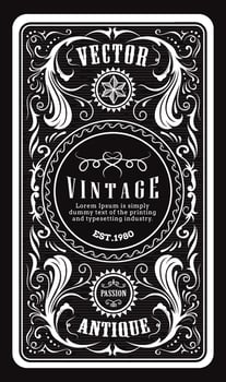 antique engraving vintage frame border western label retro hand drawn vector illustration