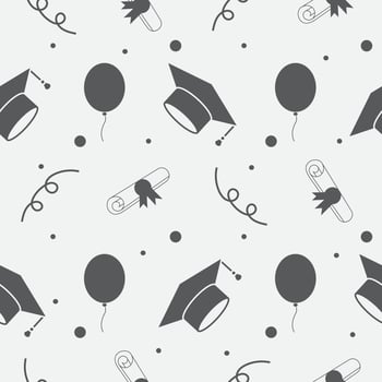 Seamless Background of Graduation Caps and Diplomas Pattern vector