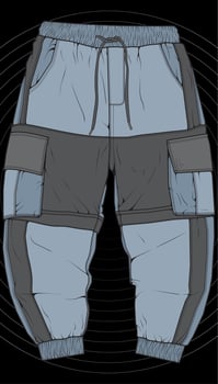 Men Cargo Pants Vector, Men Cargo Pants in a color block style, vector Illustration.