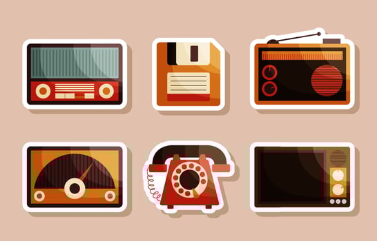 Vintage Stuff Stickers Set vector