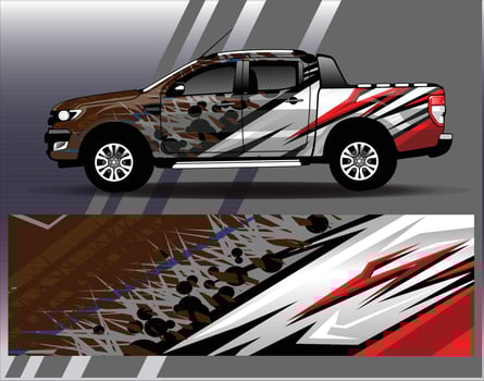 Car wrap design vector  truck and cargo van decal. Graphic abstract stripe racing background designs for vehicle  rally  race  adventure and car racing livery
