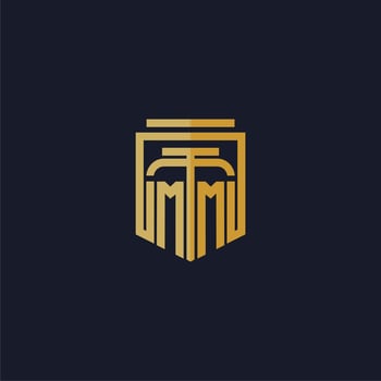 MM initial monogram logo elegant with shield style design for wall mural lawfirm gaming vector