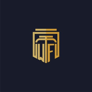 WF initial monogram logo elegant with shield style design for wall mural lawfirm gaming vector