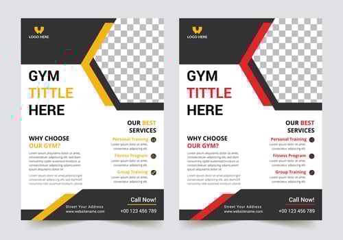 healthy workout fitness body building and gym flyer A4 size corporate template design for annual report company leaflet cover vector