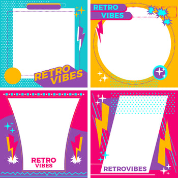 Geometric Retro Comic Vibrant Color Instagram Feed Template Background vector