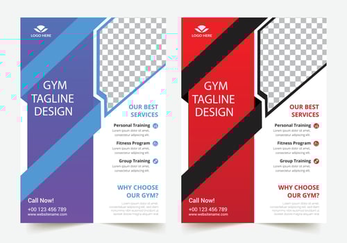 healthy workout fitness body building and gym flyer A4 size corporate template design for annual report company leaflet cover vector