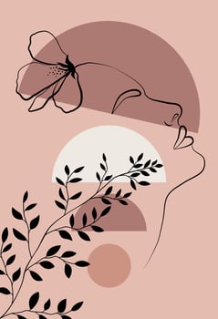 Abstract female face in one line. vector