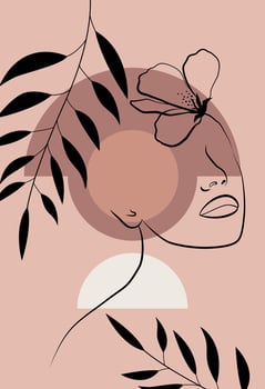 Abstract female face in one line. vector