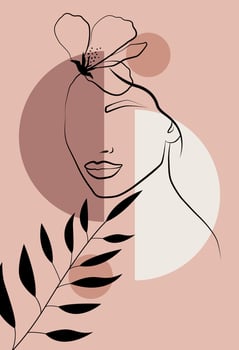 Abstract female face in one line. vector