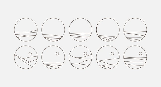 Set of Boho Landscape Logos in Trendy Minimal Liner Style vector