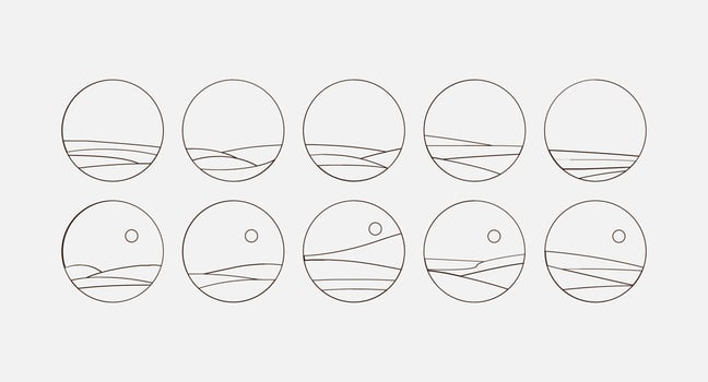 Set of Boho Landscape Logos in Trendy Minimal Liner Style vector