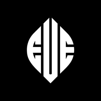 EUE circle letter logo design with circle and ellipse shape. EUE ellipse letters with typographic style. The three initials form a circle logo. EUE Circle Emblem Abstract Monogram Letter Mark Vector. vector