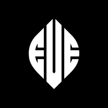 EVE circle letter logo design with circle and ellipse shape. EVE ellipse letters with typographic style. The three initials form a circle logo. EVE Circle Emblem Abstract Monogram Letter Mark Vector. vector