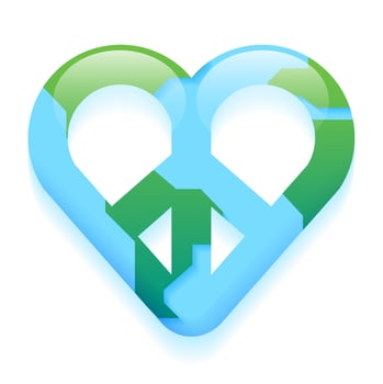 Heart Peace World Earth Day Caring Planet Isolated Eco Sustainability Responsibility Concept 3D Card Icon Cartoon Vector Illustration