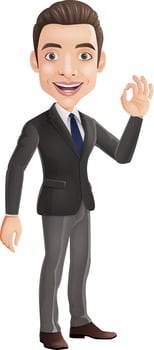 Cartoon businessman showing OKAY sign vector