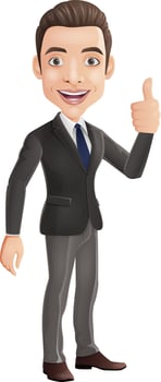 Cartoon businessman showing thumbs up sign vector