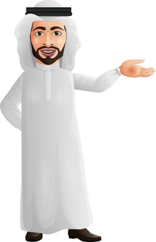 Happy young arab businessman presenting vector