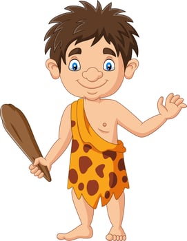 Cartoon caveman holding a club vector