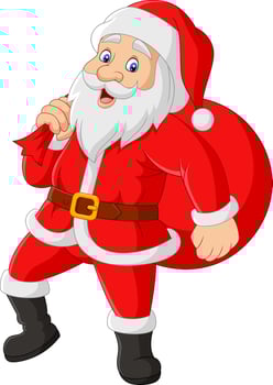 Santa claus carrying a bag of the presents vector