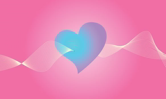 Beautiful blue wave heart background vector
